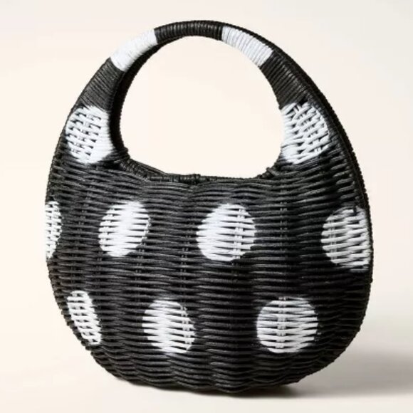 Kate Spade x Target Polka Dot Wicker Bag/Purse Spring Limited Edition - Picture 1 of 4